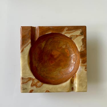 Vintage Agate Marble Ashtray or Catchall Tray