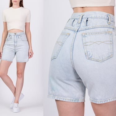 80s High Waisted Light Wash Jean Shorts - Extra Small, 24" | Vintage Chazzz Charles Ghailian Denim Mom Shorts 