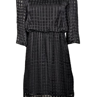 Alice & Olivia - Black Silk Blend Semi-Sheer Windowpane Dress Sz XS
