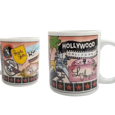 Vintage California Souvenir Mug / Novelty Gift Mug / Hollywood California Beverly Hills Handled Coffee Cup 