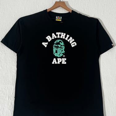 A Bathing Ape BAPE Teal Camo Logo Black T-Shirt Sz. 2XL