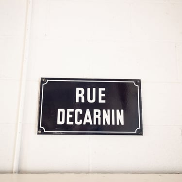 "rue decarnin" vintage french enamel stret sign