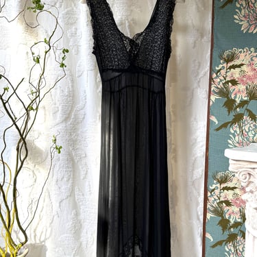 40s Black Sheer Slip Dress | XS-S