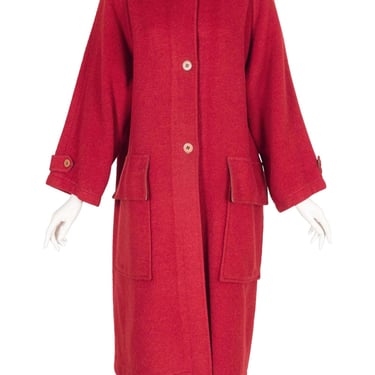 Gudule 1970s Vintage Cardinal Red Wool Collared Oversized Coat 