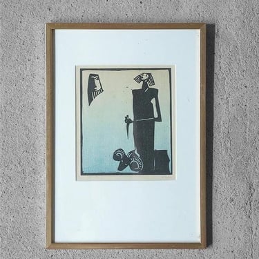 Åke Holm, Biblical Theme, Linocut, 1970s, Framed 