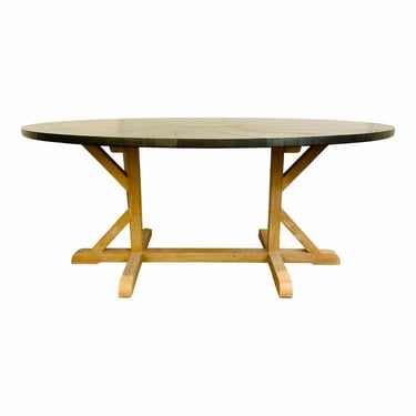 Made Goods Organic Modern Zinc and Cerused Oak Finished Dane Oval Dining Table