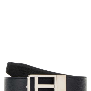 Tom Ford Men Midnight Blue Leather Reversible Belt