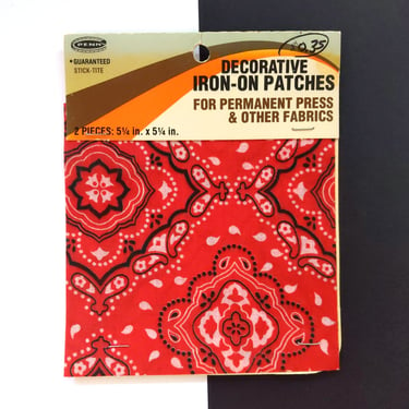 Vintage Iconic 70s Red Bandanna Patterned Iron-on Transfer Patches 