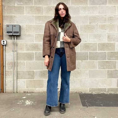 Vintage Coat Retro 1970s Norm Thompson + Escape from the Ordinary + Size 38 + Suede + Shearling Lining + Dusty Plum + Unisex Apparel 
