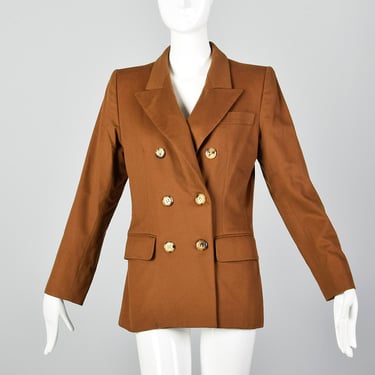 Medium Yves Saint Laurent Rive Gauche 1990s Brown Wool Blazer Double Breasted Jacket Designer Blazer 90s YSL 