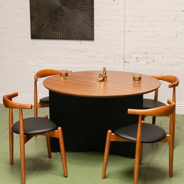 Round Walnut Table with Sculptural Base