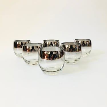 Mid Century Silver Fade Roly Poly Cocktail Glasses - Set of 6 