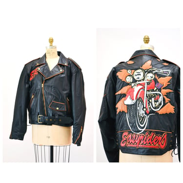 80s 90s Vintage Black Motorcycle Leather Jacket XL Easy Riders Biker Jacket Mens Biker Harley Davidson Leather Jacket XL Maziar Easyriders 