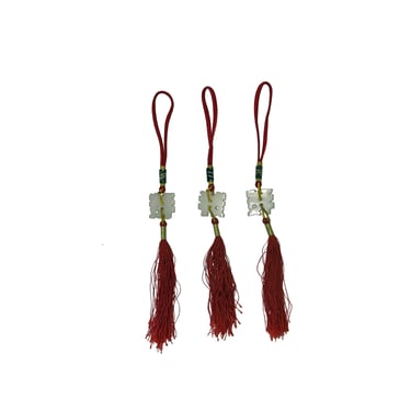 Set 3 Chinese Jade Stone Carved Accent Charm Tassel Display Art ws4204E 