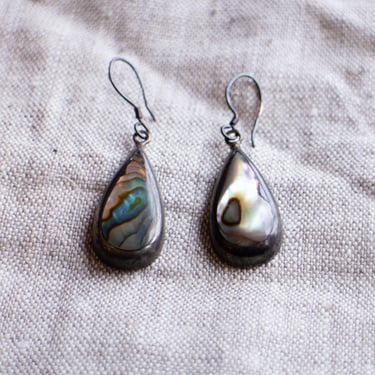 E116 silver + abalone earrings