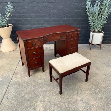 Antique Mahogany Federal Style Desk with Stool, c.1950’s 