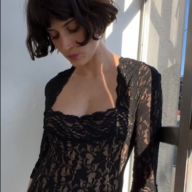 80s Black Lace Lingerie Dress (S)