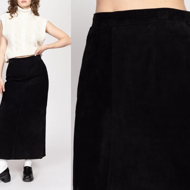 Medium 90s Black Suede Maxi Skirt 28.5