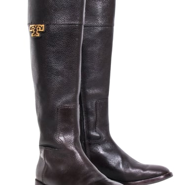 Tory Burch - Brown Pebbled Leather Riding Boots Sz 8.5
