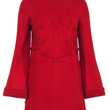 Chanel - Red Cashmere Paris Shanghai Collection Sweater Sz 2