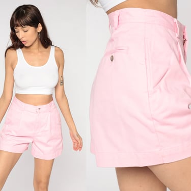 Baby Pink Shorts Y2k Liz Claiborne Pleated Shorts High Waisted Mom Shorts Retro Trouser Cotton Pastel Summer Vintage 00s Small Medium 8 28 