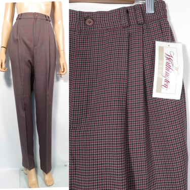 Vintage 90s Deadstock Houndstooth High Waist Pleat Front Trousers Made In USA Size 10 