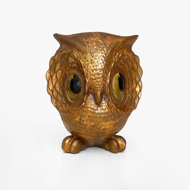 Big Eyed Golden Ceramic Owl 