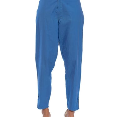 1960S French Blue Cotton Pajama Style Lounge Pants 