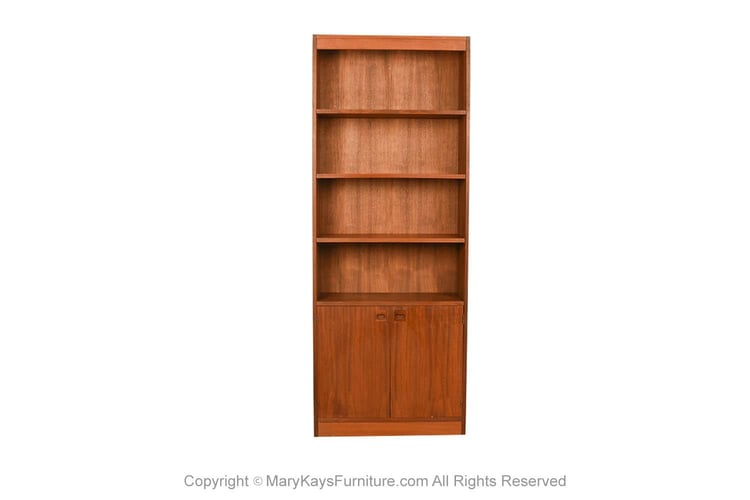 Mid-Century Walnut Hutch Bookcase Cabinet 
