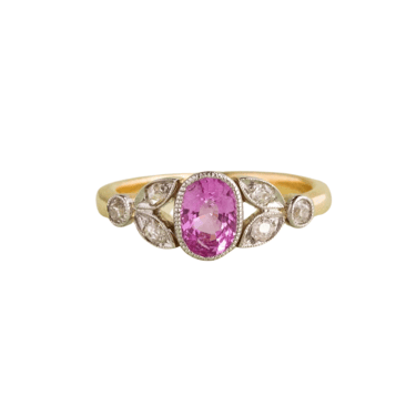 Edwardian Pink Sapphire & Diamond Engagement Ring — Commitment, Curated
