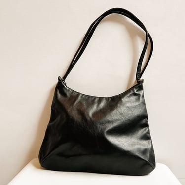 Soot Curved Leather Shoulder Bag