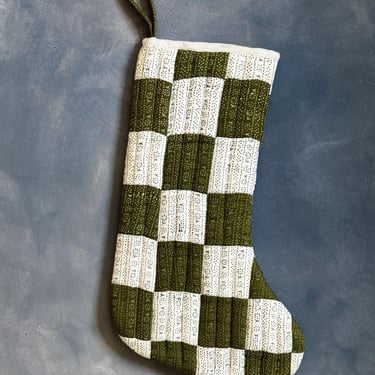 Patchwork Stocking in Moss