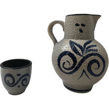 Mid Century Modern West Germany pitcher carafe & tea cup Vintage Ceramic Large Pottery German 