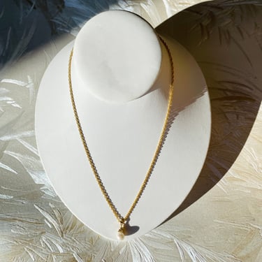 Gold Solitaire Pearl Necklace