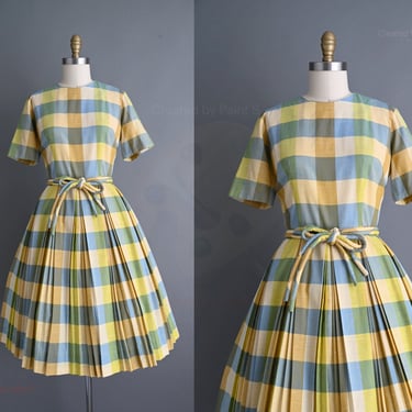 vintage 1960s dress  | Plaid Print Cotton Shirtdress | Medium 