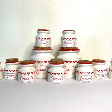Vintage 80s Ceramic Spice Jars With Cork Tops by Studio Nova 