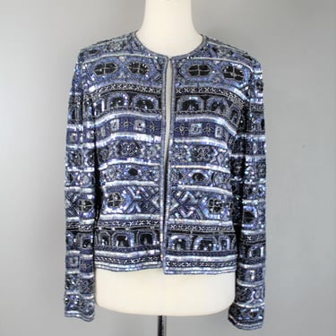 In Protest of Ordinary - Sparkle - Trophy -  Beaded - Sequin Jacket - Cocktail Party Jacket - Marked Size S - will accomodate M - by Papell 