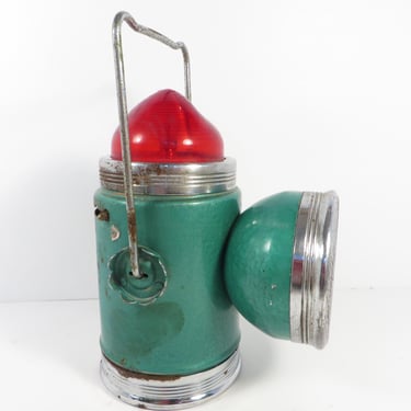 Mid Century Ash Flash Green Flashlight Lantern 