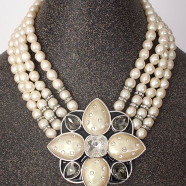 1980s Yves Saint Laurent Costume Pearl Necklace