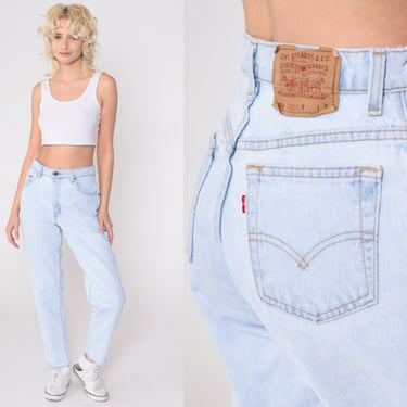 90s Levi Jeans 551 Relaxed Mom Jeans Light Blue 1990s Denim Pants Tapered Jean Pants Levis Strauss 1990s Red Tab Medium 8 Short 