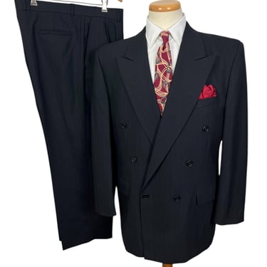 Vintage 1980s Double-Breasted Wool 2pc Suit ~ 36 S ~ jacket
