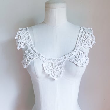 Antique Edwardian White Cotton Crochet  Collar 