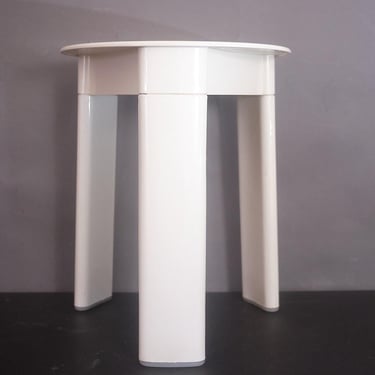 Vintage Olaf von Bohr Plastic Stool for Gedy Italy  |  1970s Modern Design, White Minimalist Stackable Seat  | 3 Leg Stool 