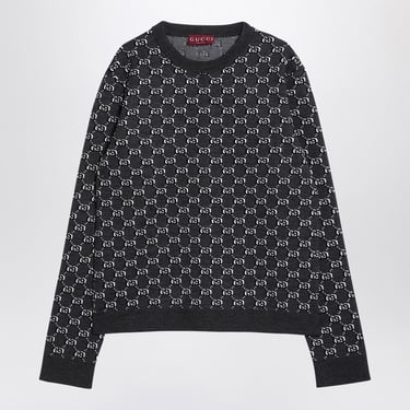 Gucci Grey Jacquard Jumper With Gg Shadow Men