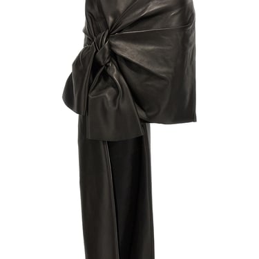 Alexander Mcqueen Women Maxi Bow Leather Skirt