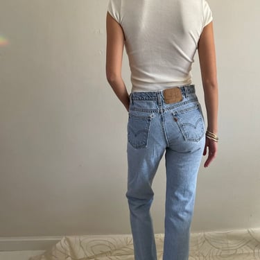 Levi&#39;s 505 Orange Tab High Waisted Cowboy Boyfriend Jeans