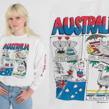 Australia Sweatshirt 90s Australian Pullover Crewneck Sweater Emu Koala Kangaroo Graphic Shirt Tourist Travel Aussie Vintage 1990s Medium M 