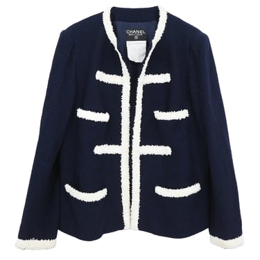 Chanel Collarless Jacket Navy
