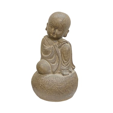 Chinese Oriental Stone Zen Garden Small Lohon Monk Arhat Figure ws3422E 