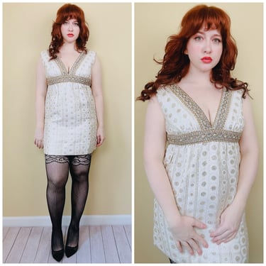 1960s Vintage Cream and Gold Leslie Fay Mini | Love Hurts Vintage -  Franklin, TN | ATTIC